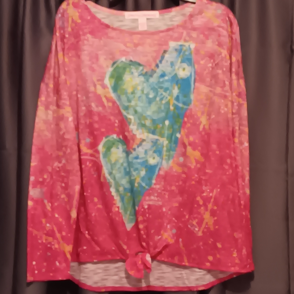 New  NWT Leoma Lovegrove Heart Shirt Top pink l xl xxl